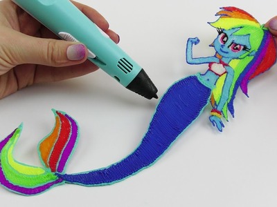 My Little Pony How to Draw Rainbow Dash Mermaid Equestria Girl with 3D PEN! Video for Kids