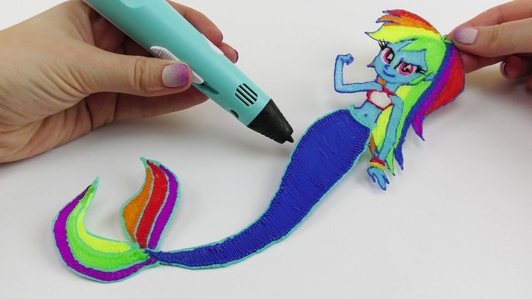 My Little Pony How to Draw Rainbow Dash Mermaid Equestria Girl with 3D PEN! Video for Kids