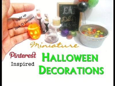 Pinterest Inspired Halloween Decorations Polymer Clay Dollhouse Miniature light up Jack O Lantern