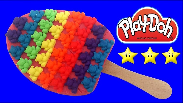 Play Doh Stop Motion How To Make Rainbow Ice Cream Gummy Bear with Play-Dough Clay DIY Creative