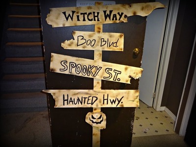 2016 DIY Halloween Decorations : Wooden Sign Post
