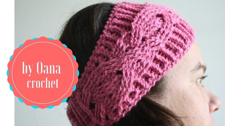 Crochet  headband with braid- by Oana
