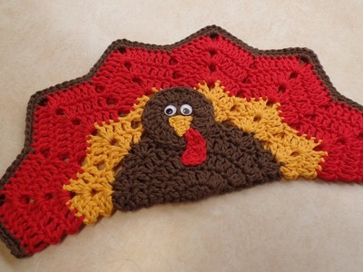 CROCHET How To #Crochet Easy Turkey Placemat or Decoration Potholder HotPad TUTORIAL #343