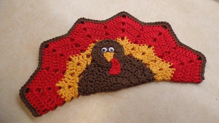 CROCHET How To #Crochet Easy Turkey Placemat or Decoration Potholder HotPad TUTORIAL #343