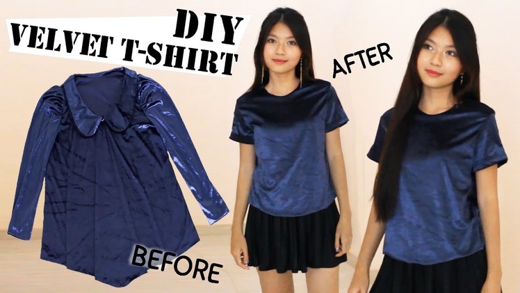 DIY Turn Old Dress Into T-Shirt | Velvet Tee | Clothes Transformation