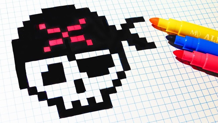 Halloween Pixel Art - How To Draw Pirate Skull #pixelart