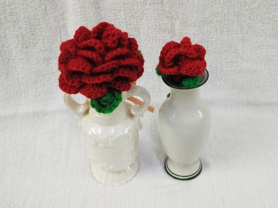 Hand Work - Wool Red Rose Crochet