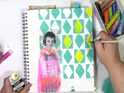 How I art journal using vintage photos and stencils