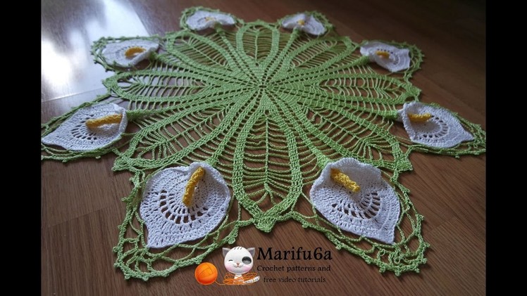 How to crochet doily calla lily pattern free tutorial by marifu6a