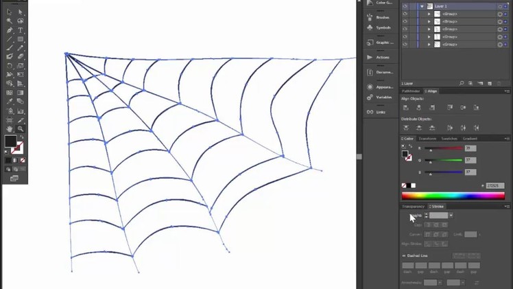 How to draw spider web for halloween card or invitation. Adobe illustrator tutorial