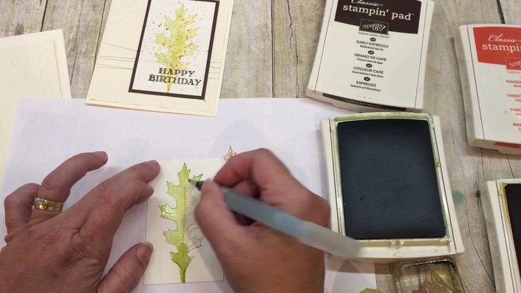 How to make a gorgeous Faux Watercolored Fal Leaf Card using Stampin Up's Vintage Leaves stamp set