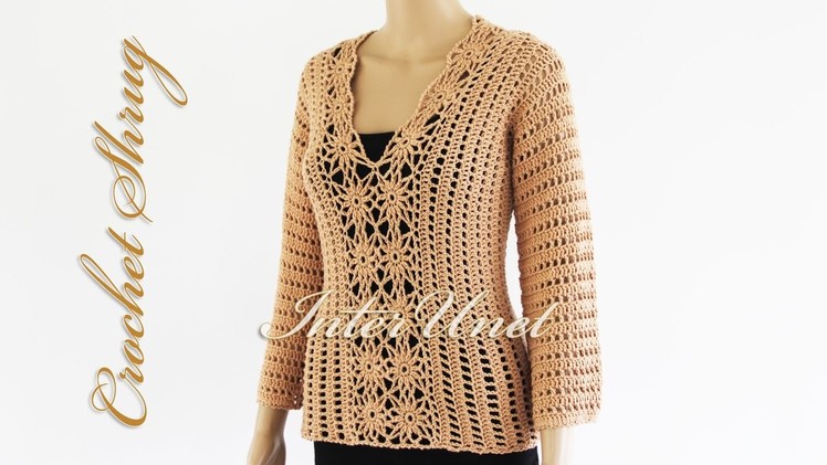 Lace sweater shrug crochet pattern - how to crochet a pullover. Part 1 of 2