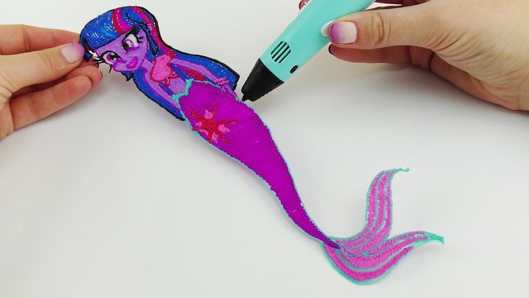 My Little Pony How to Draw Twilight Sparkle Mermaid Equestria Girl witb 3D PEN! DIY Video for Kids