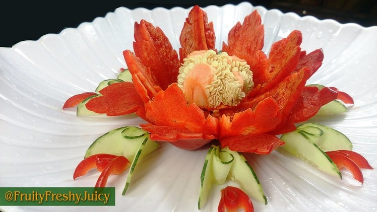Bell Pepper Flower Carving Garnish - How To Make Chili Flower