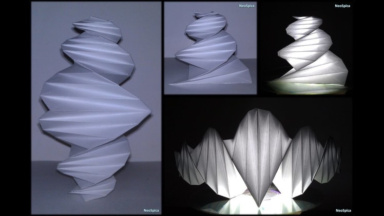 DIY Paper Folding Lamp Conical Spiral Structure Triangular base
