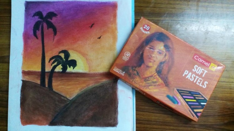 How to draw a Sunset with Camlin Soft Pastels