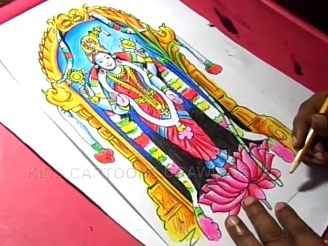 How to Draw Dussehra Navratri Goddess Abirami Drawing Step by Step for Kids