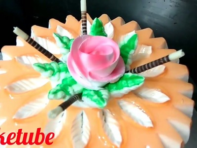 How to make colourful cakes orange | frosting | gel | amazing cake decorations | flower | garnishing