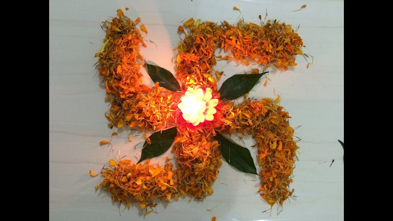 How To Make Flower Rangoli In 2 Mins ? | Flower Swastik Rangoli Design(NEW) by Hemlata's Rangoli