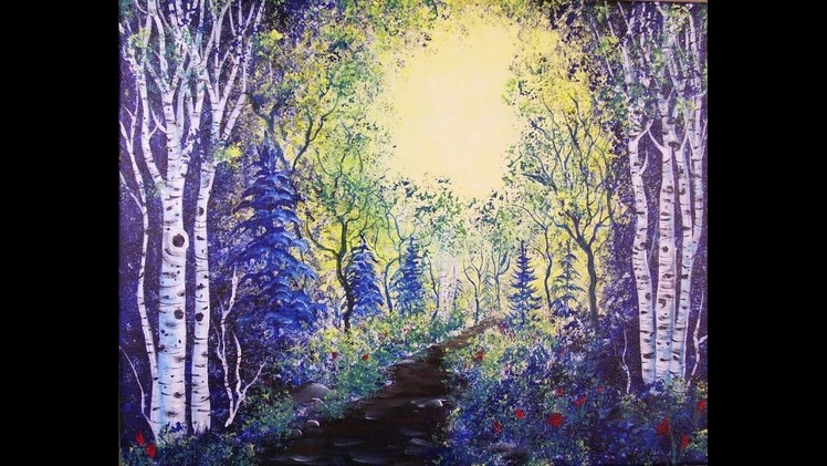 How to Paint Birch Trees in the Woods for Beginners ~ Acrylic