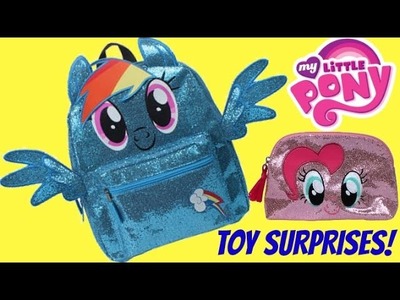 MY LITTLE PONY Backpack, Makeup Purse, Rainbow Dash, Pinkie Pie NEW Glittery Toy Surprises SHOPKINS