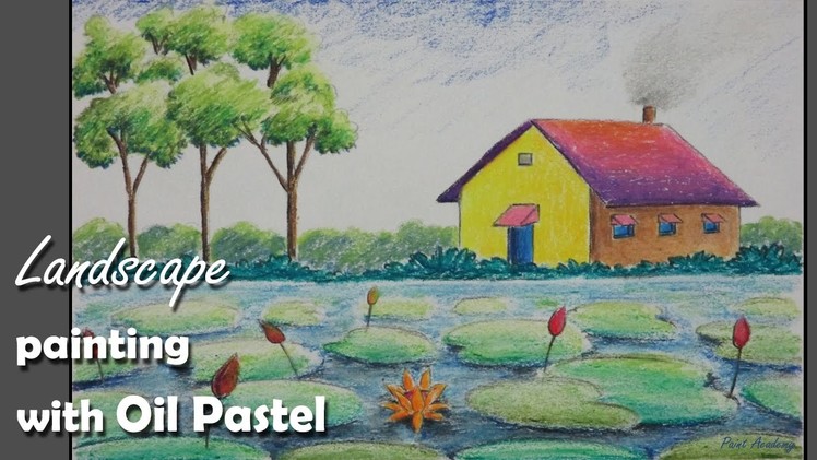 Oil Pastel Painting | How to Paint a Village Landscape