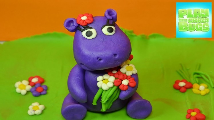 Playdough Tutorial How to make a playdoh Purple Hippo Rainbow Toy Review diy funny juguetes