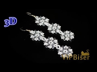 Beaded Snowflake Earrings. 3D Beading Tutorial