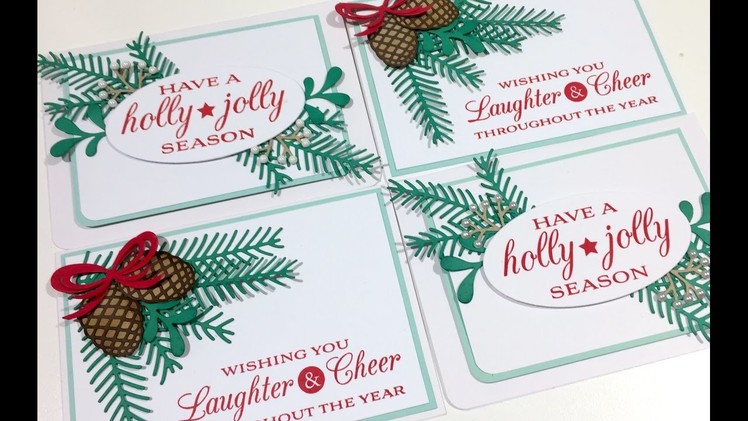 Card Making Process - Stampin up! Pretty Pines Christmas Cards