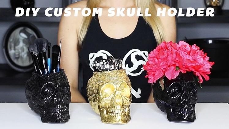 DIY Easy Skull Brush Holder Halloween Decoration