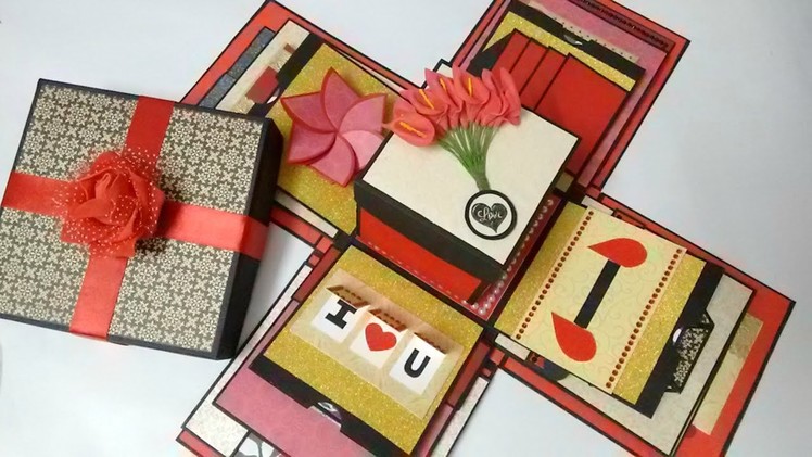 Explosion box Theme - Valentine. Black, red and gold| by Srushti Patil