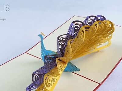 Kaili's 3D Peacock Premium Quality Pop up Birthday Card Gift Handmade Kirigami Paper Art