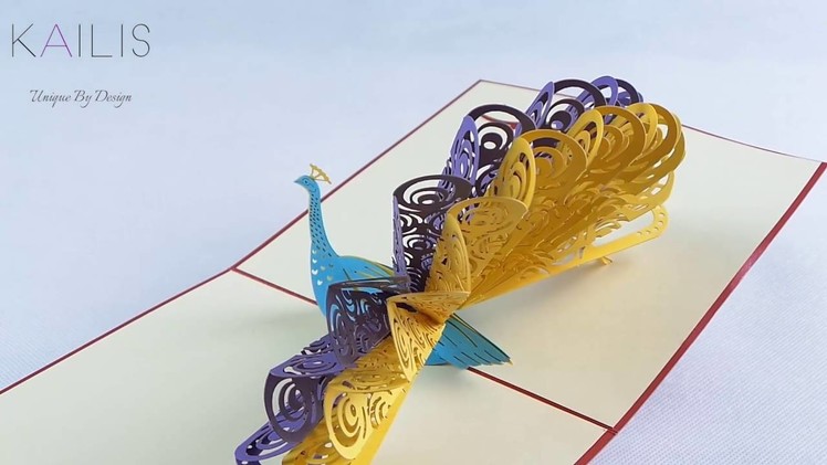 Kaili's 3D Peacock Premium Quality Pop up Birthday Card Gift Handmade Kirigami Paper Art