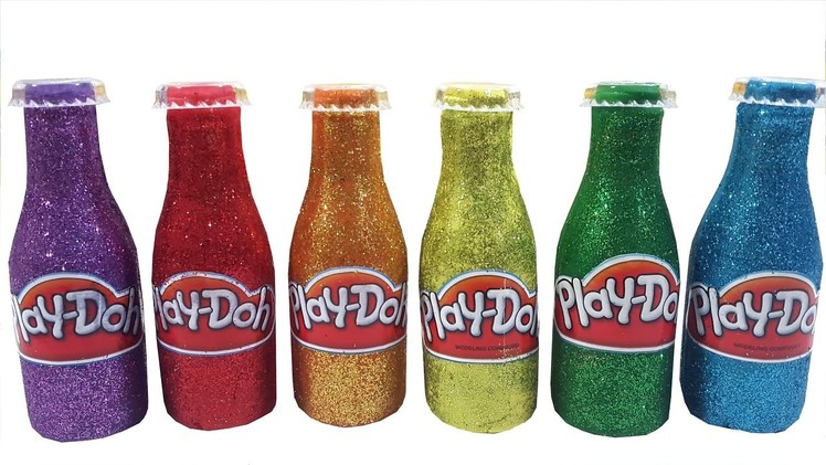 Learn Colors with DIY Play Doh Glitter Bottles Surprise Toys