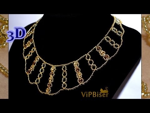 Sparkly Gold Beaded Necklace. 3D Beading Tutorial