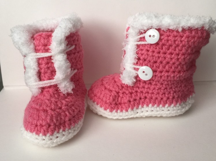 Crocheted 6-9 month Fuzzy. Fur Trim Boots | Video Tutorial