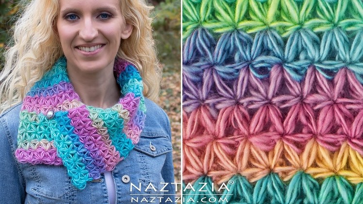 DIY Tutorial - How to Crochet Oh My Stars Scarf - Puffed Flower Star Stitch Bufanda