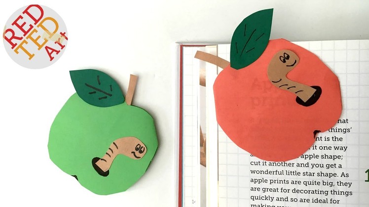 Easy Apple Bookmark Corner for Back to School - Book Worm - Teacher's Gift