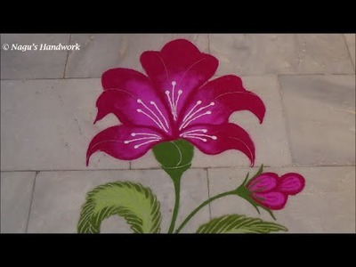 Flower Rangoli Design -Rangoli Design with Colors By Nagu's Handwork