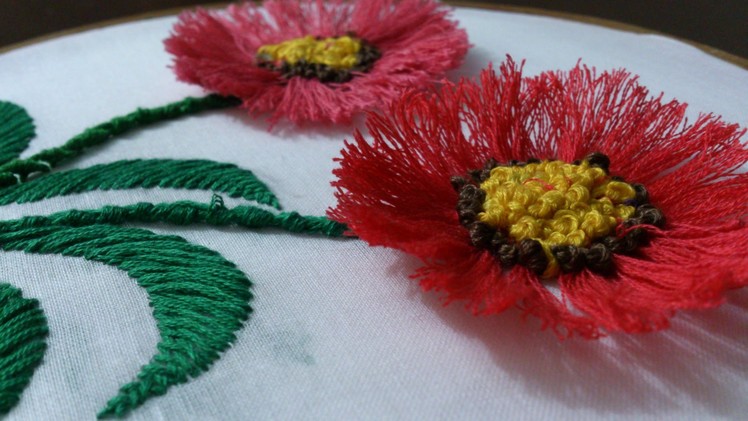 Hand embroidery-pom pom  flower stitch-leisha's galaxy.