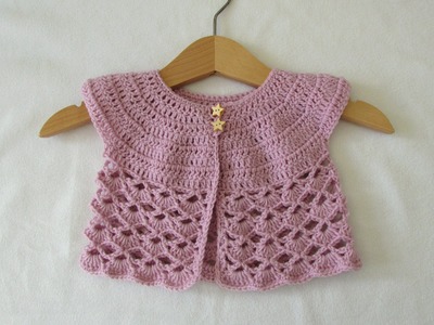 How to crochet an EASY lace baby cardigan. sweater