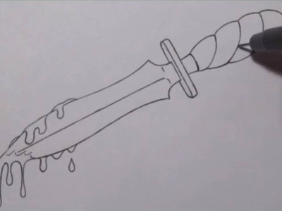 How To Draw a Knife With Blood Dripping From Blade