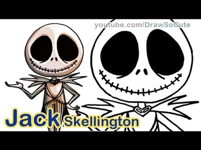 How to Draw Animated Jack Skellington Pumpkin King Cute step by step