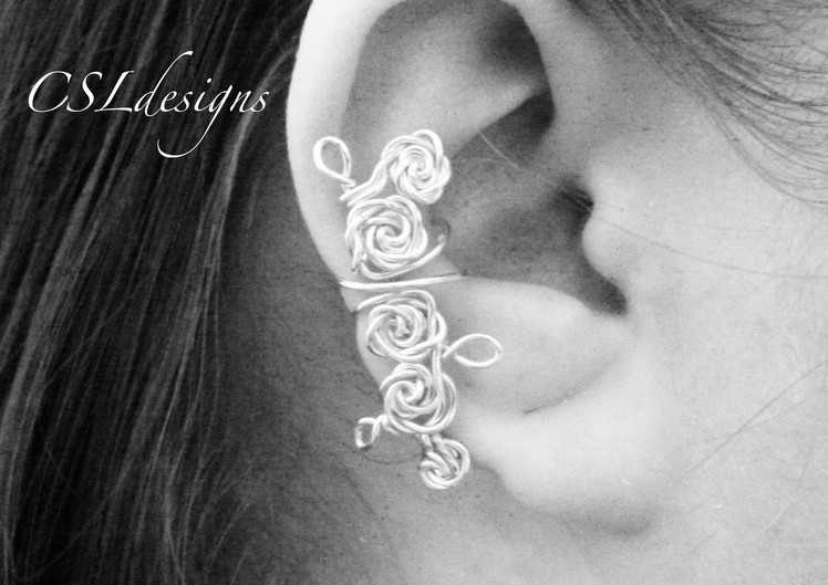 Rose wirework ear cuff