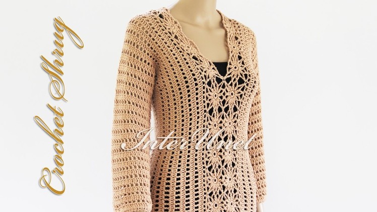 Sweater shrug crochet pattern - how to crochet lace pullover. Part 2.