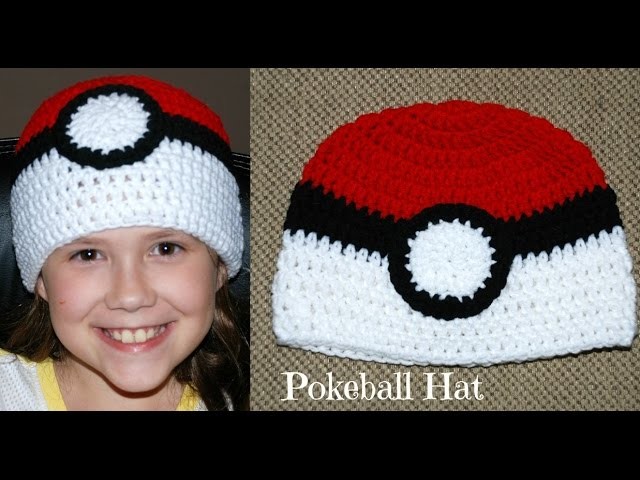 Crochet Pokeball Double Crochet Hat (All Sizes)