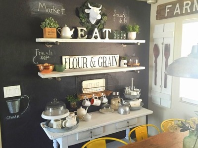 Farm Kitchen Chalkboard Wall and Chalk Painted Table