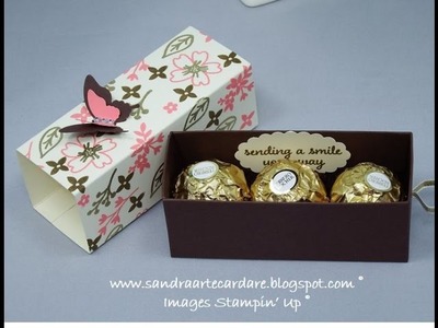 Ferrero Rocher Treat Box with ribbon pull using Stampin' Up products