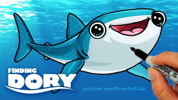 How to Draw Destiny from Finding Dory step by step Cute -Whale Shark