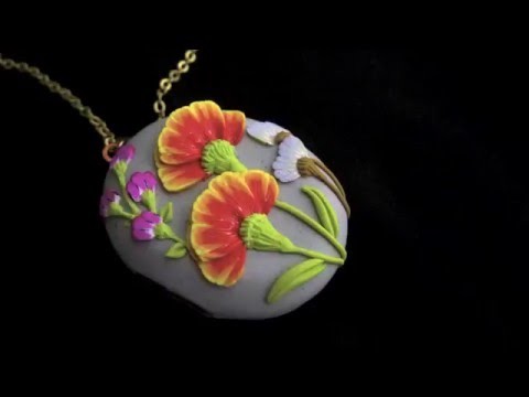 Making a floral locket using polymer clay canes